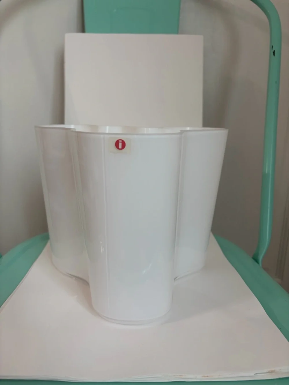 Alvar Aalto Iittala Savoy Signed White Art Glass Mid Century Modern Vase 6.25”H